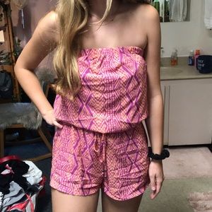 strapless tribal print romper